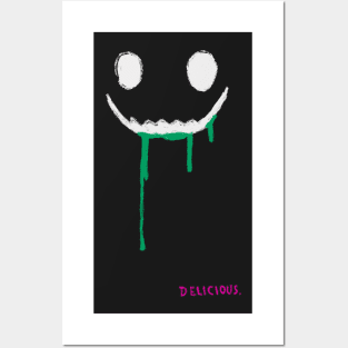 Delicious green goo scary face long shirt Posters and Art